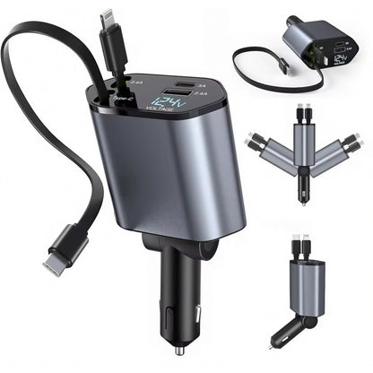 Wimblo PowerDrive – Cargador de Carro Retráctil 4 en 1 de 120W