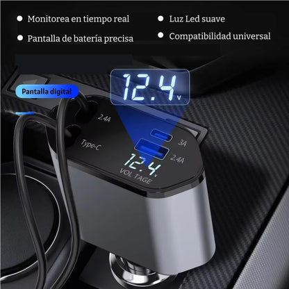 Wimblo PowerDrive – Cargador de Carro Retráctil 4 en 1 de 120W